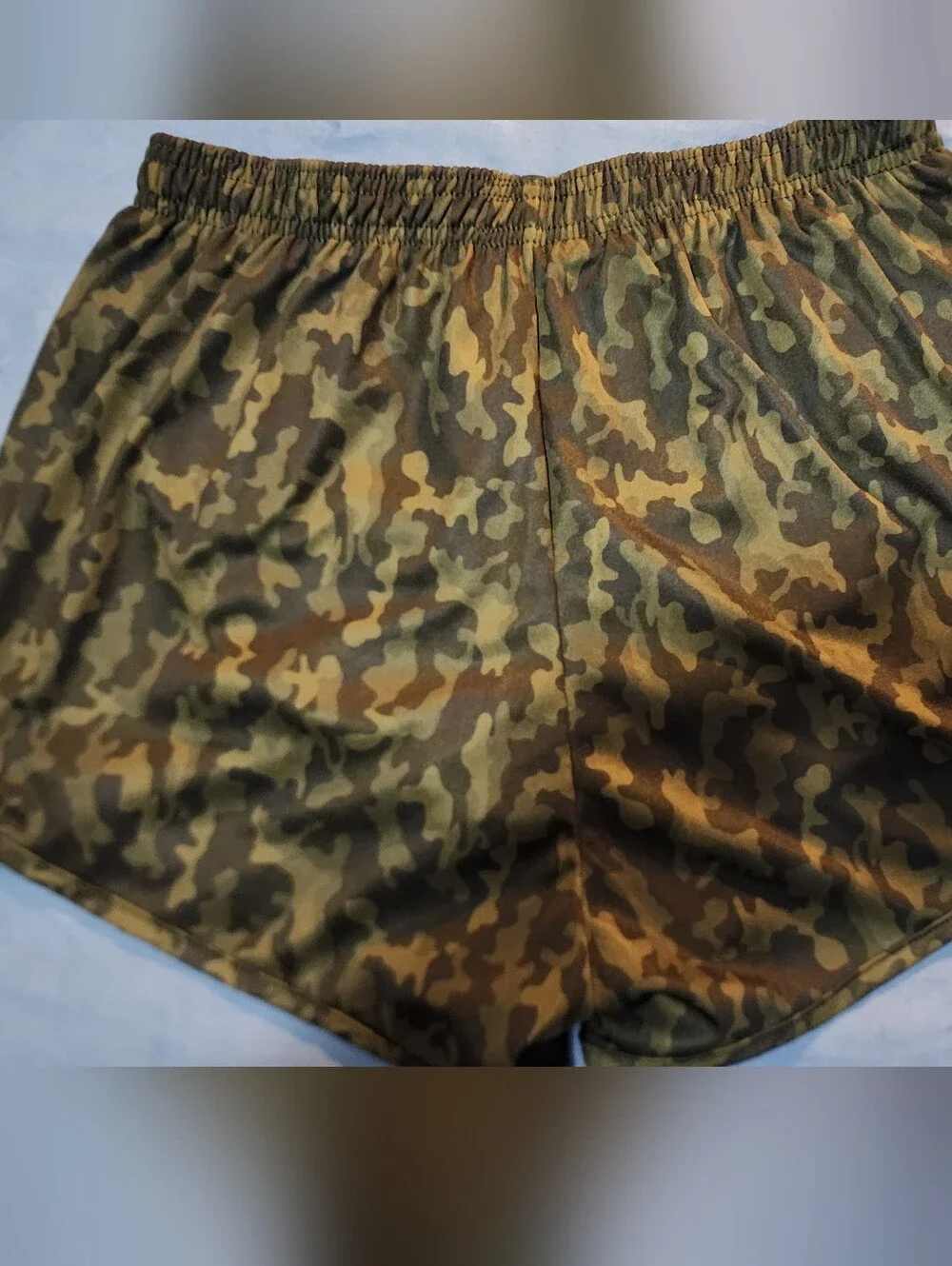 Soffe Green Camo Gym Shorts with White Liner